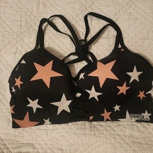 PINK Victoria's Secret Black Sports Bra with Star Pattern